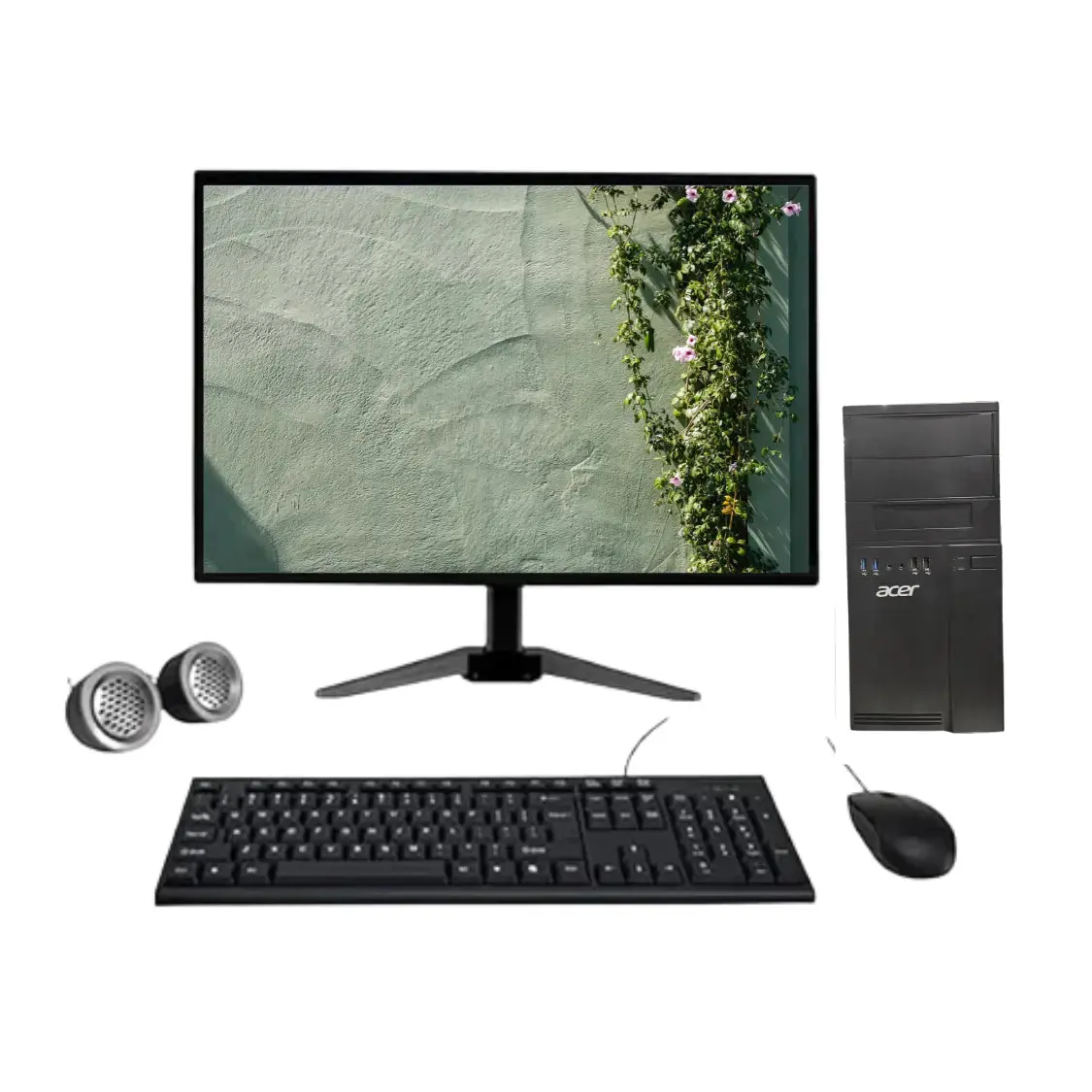 Acer desktop with monitor, keyboard and mouse